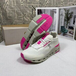 On Running Cloudnova Undyed White & Carnation (Barbie) Size 7 pink